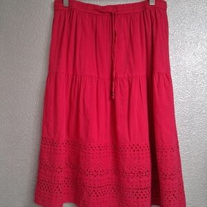 NAOO Pink Midi Skirt With Eyelet Hem     Size XL